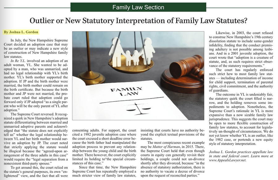 Family Law: Outlier or New Statutory Interpretation of Family Law Statutes?